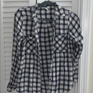 White and Navy Flannel